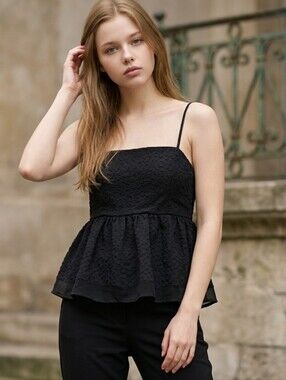 Elodie Black Camisole Strap Top Size M